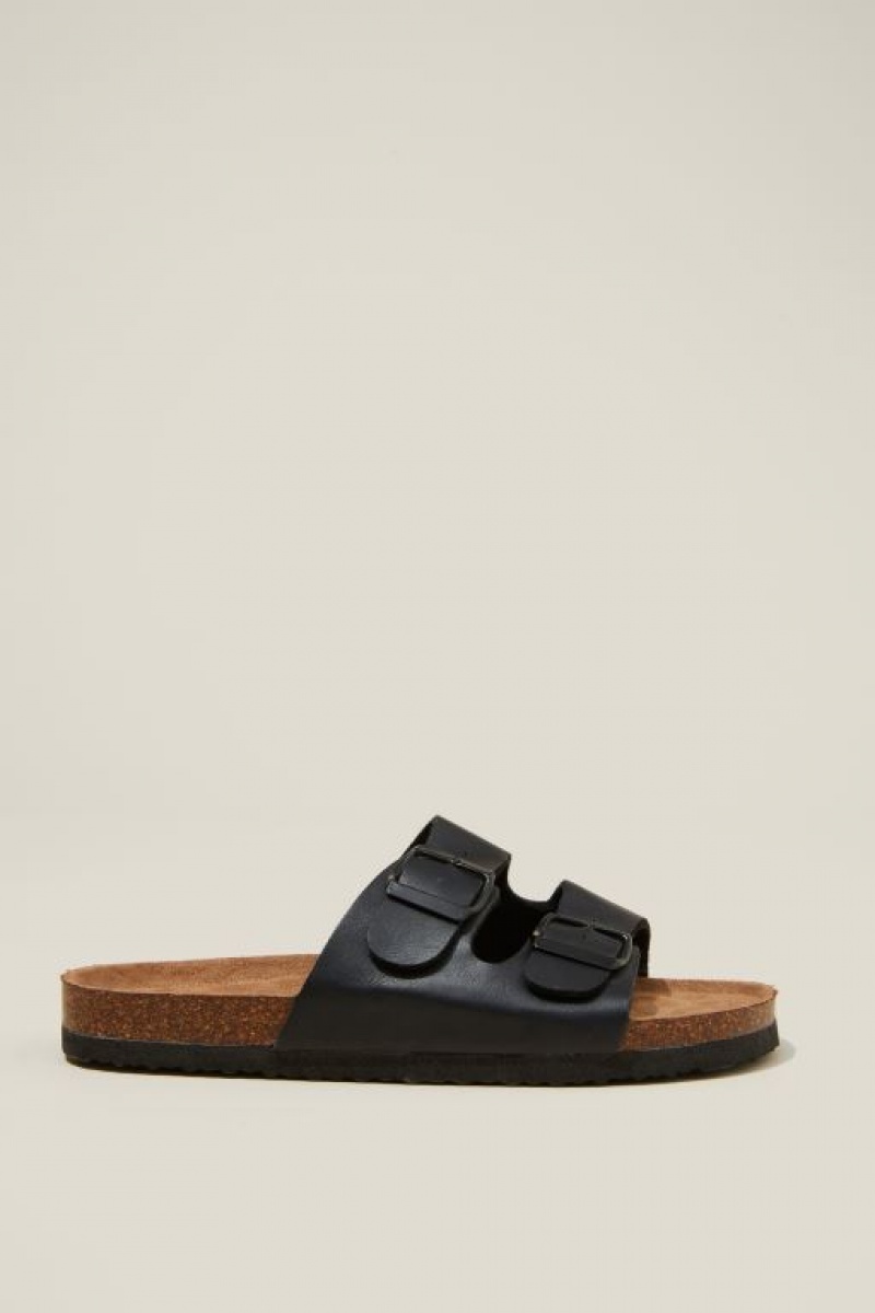 Cotton On Rex Double Buckle Slide Women\'s Sandals Black | Pl1bMUH6AKv