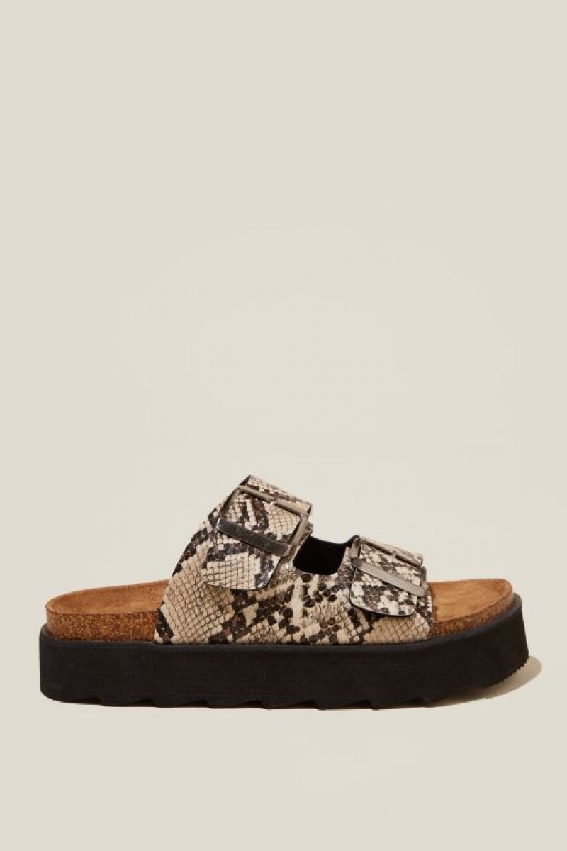 Cotton On Rex Flatform Buckle Slide Women\'s Sandals Neutral | qUq38OsvAeP