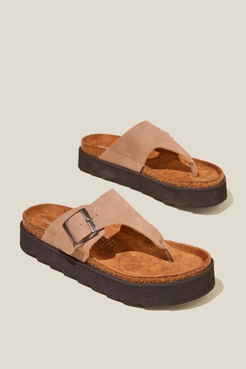Cotton On Rex Flatform Toe Post Slide Women's Sandals Roebuck | DkZalwIttMm