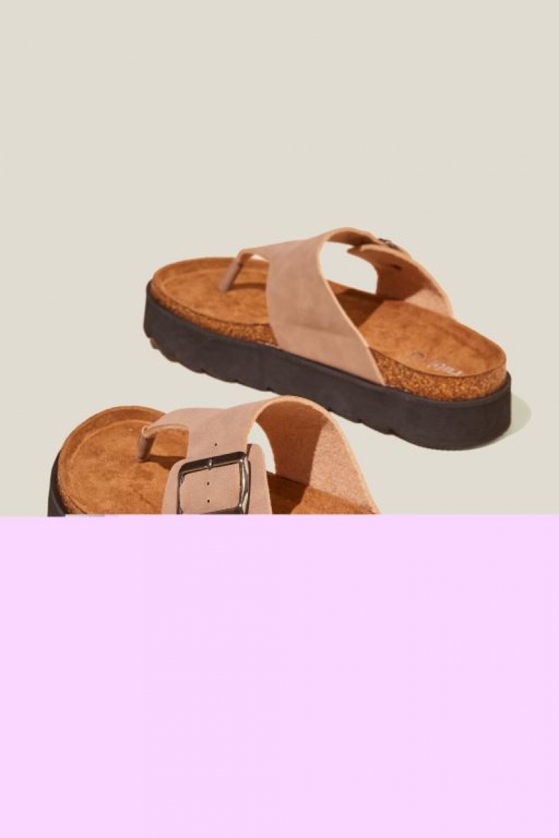 Cotton On Rex Flatform Toe Post Slide Women's Sandals Roebuck | DkZalwIttMm