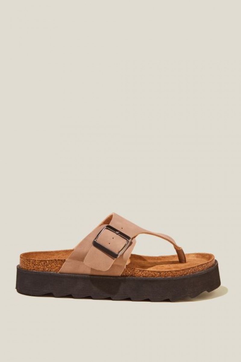 Cotton On Rex Flatform Toe Post Slide Women\'s Sandals Roebuck | DkZalwIttMm