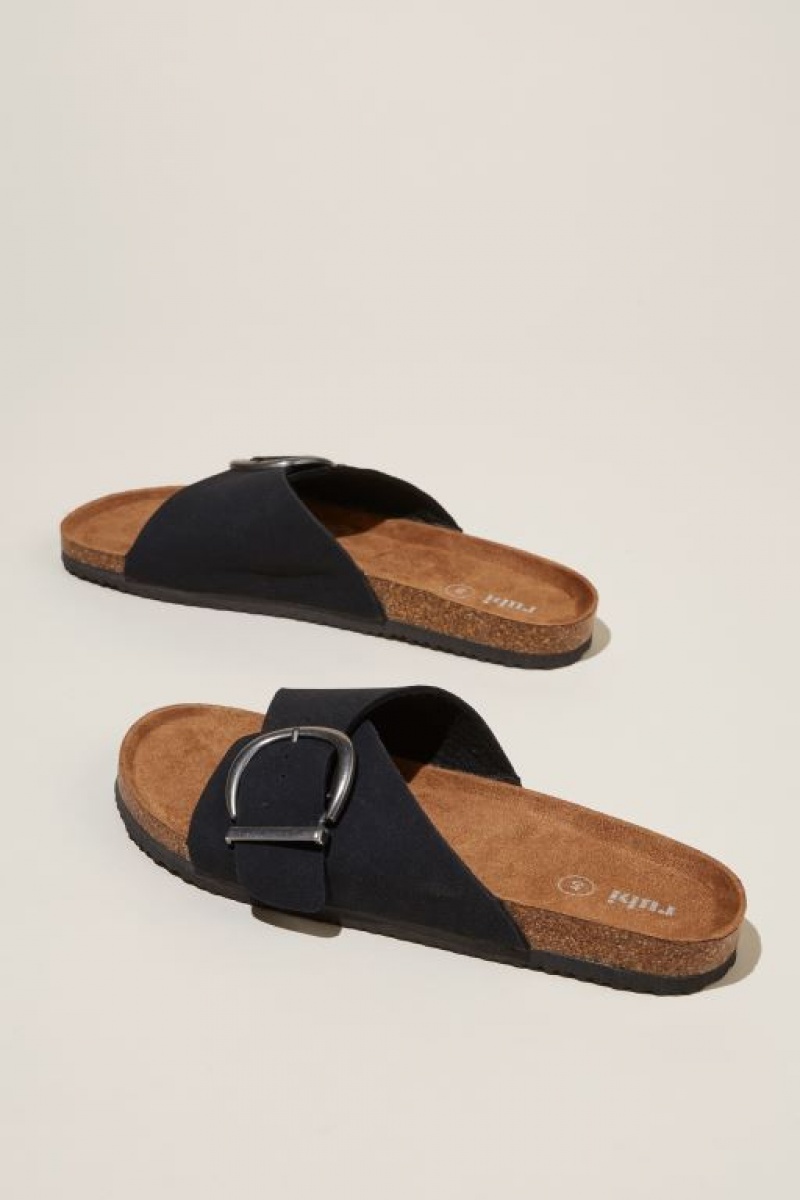 Cotton On Rex Single Strap Slide Women's Sandals Black | KUArSVug2t5