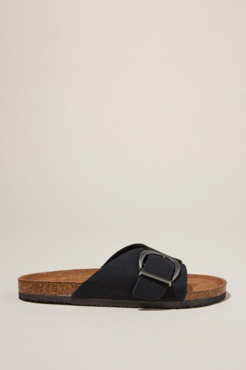 Cotton On Rex Single Strap Slide Women\'s Sandals Black | KUArSVug2t5