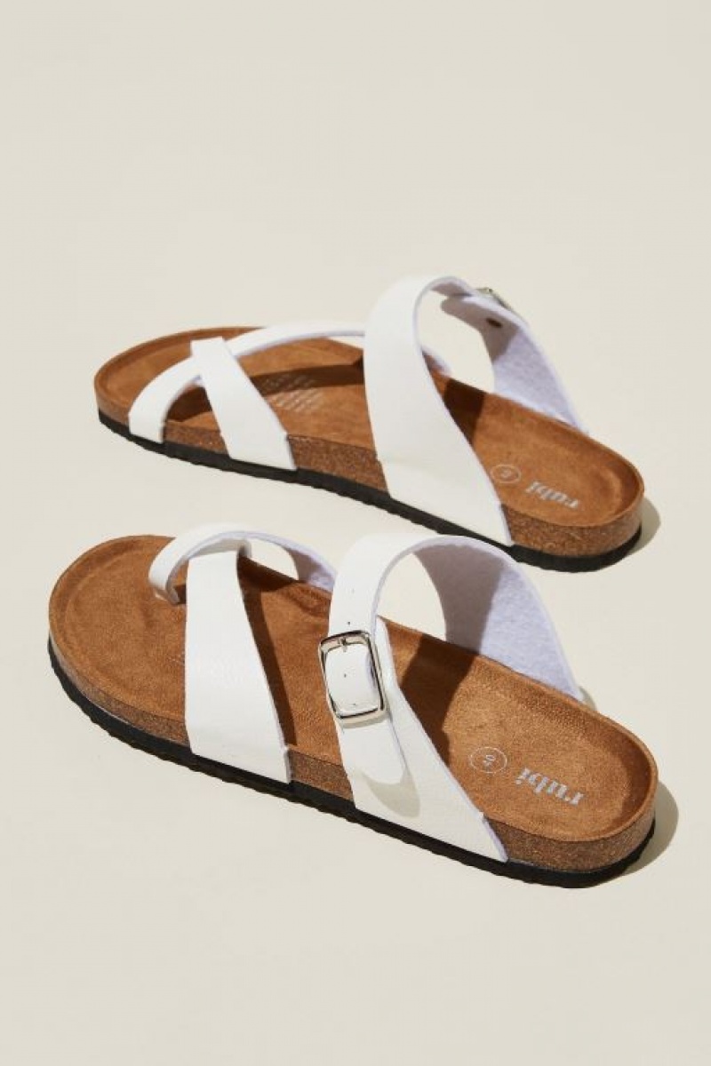Cotton On Rex Toe Loop Slide Women's Sandals White | r9ydt5W55bj