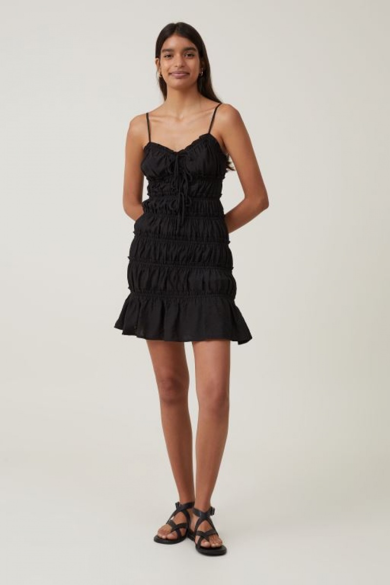 Cotton On Rhi Rouched Women's Mini Dress Black | BaT6A68uIc8