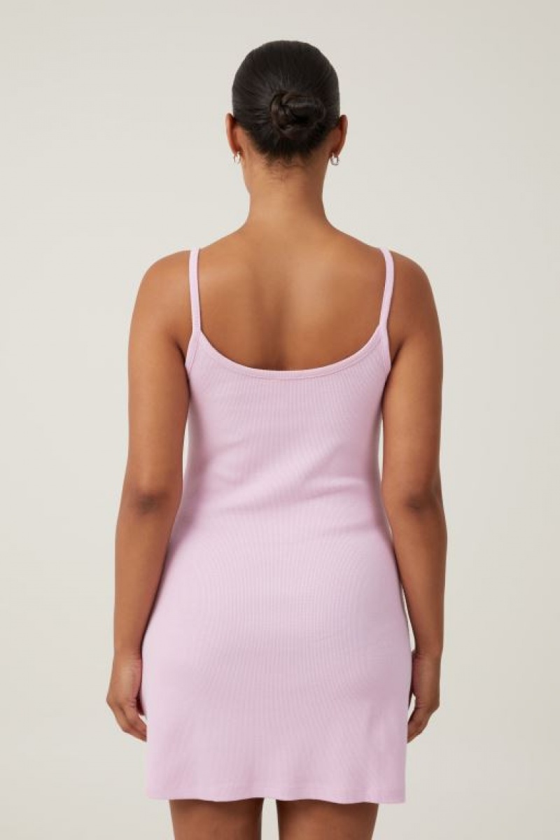 Cotton On Rib Cami Women's Mini Dress Pink | 1M2tKKiegrN