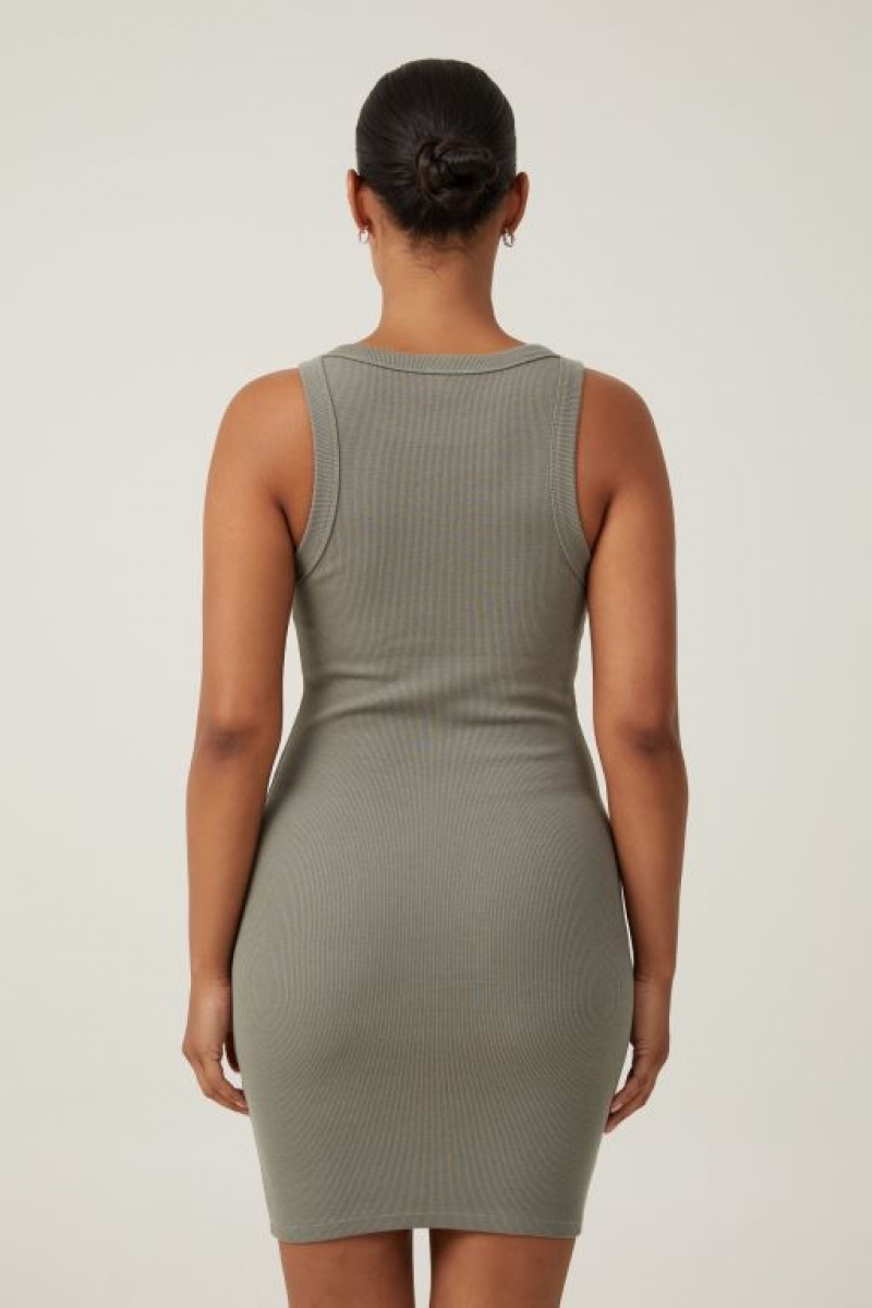 Cotton On Rib Racer Women's Mini Dress Woodland | cyA4zNSuatX