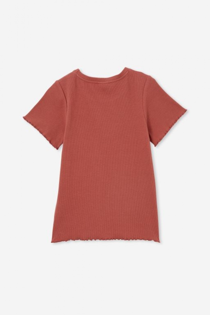 Cotton On Riley Rib Baby Girls' T Shirts Henna | y2TTXNf3cah