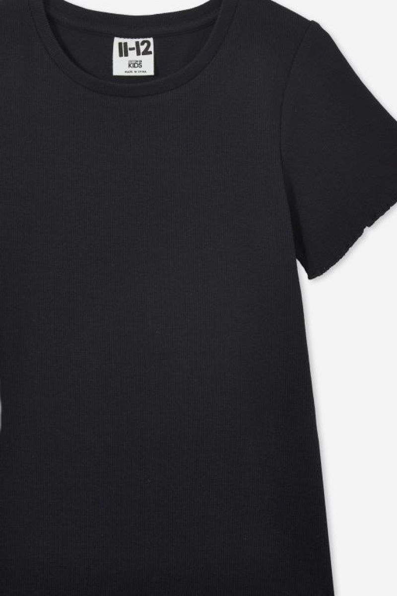 Cotton On Riley Rib Baby Girls' T Shirts Black | NWGqTZOtz9j