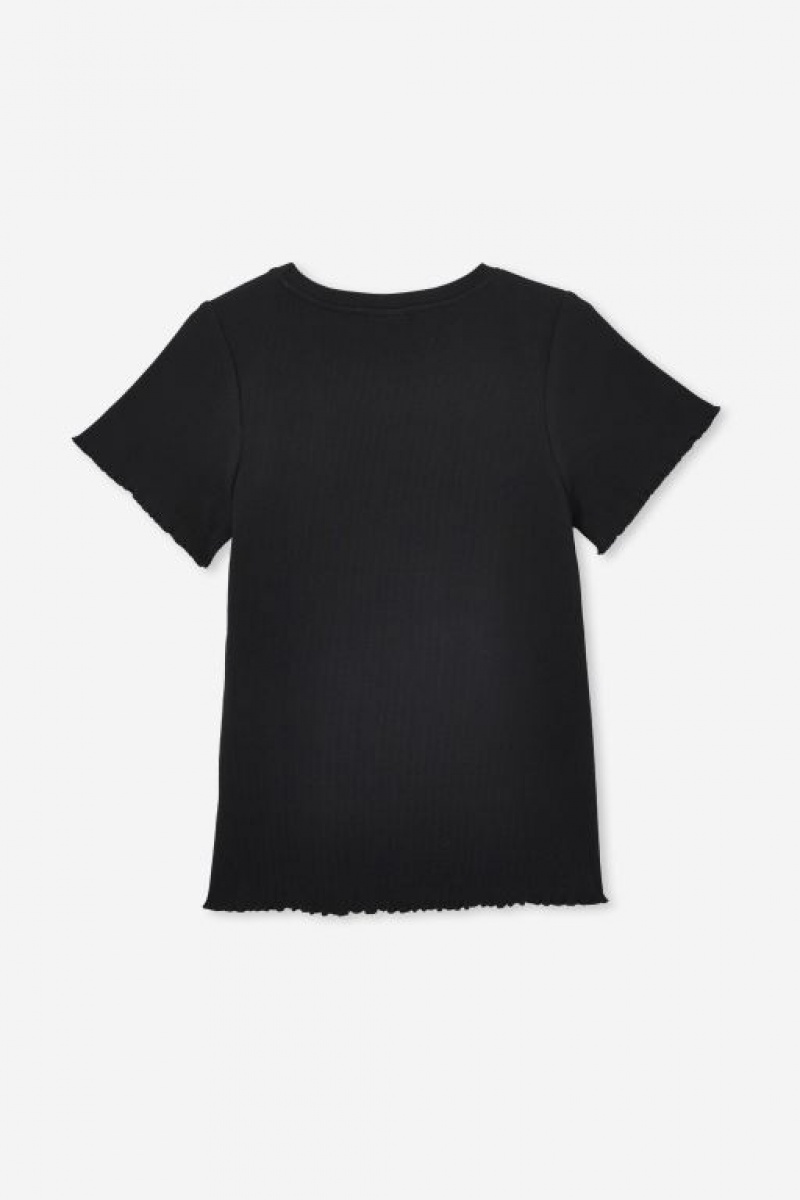 Cotton On Riley Rib Baby Girls' T Shirts Black | NWGqTZOtz9j