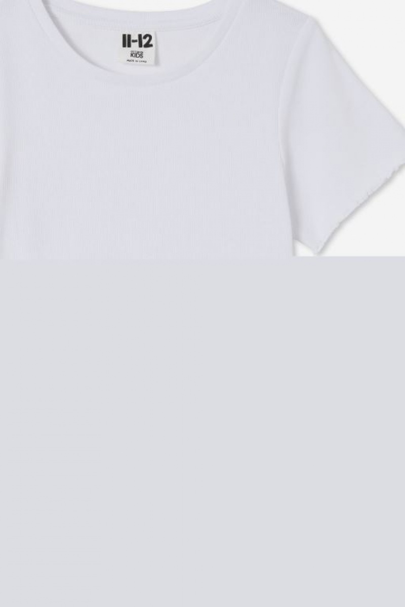 Cotton On Riley Rib Baby Girls' T Shirts White | LRw4OSwwf4t