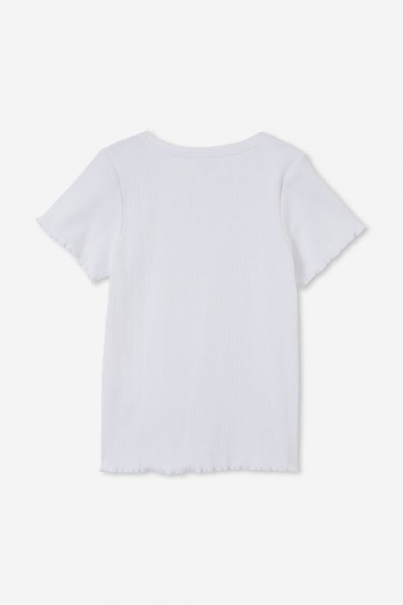 Cotton On Riley Rib Baby Girls' T Shirts White | LRw4OSwwf4t