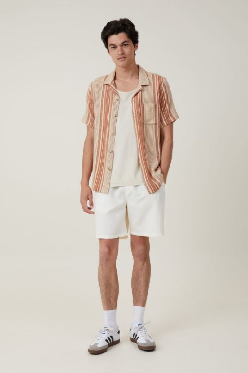 Cotton On Riviera Short Sleeve Men's Shirts Stripes | lvK94GYWWXh