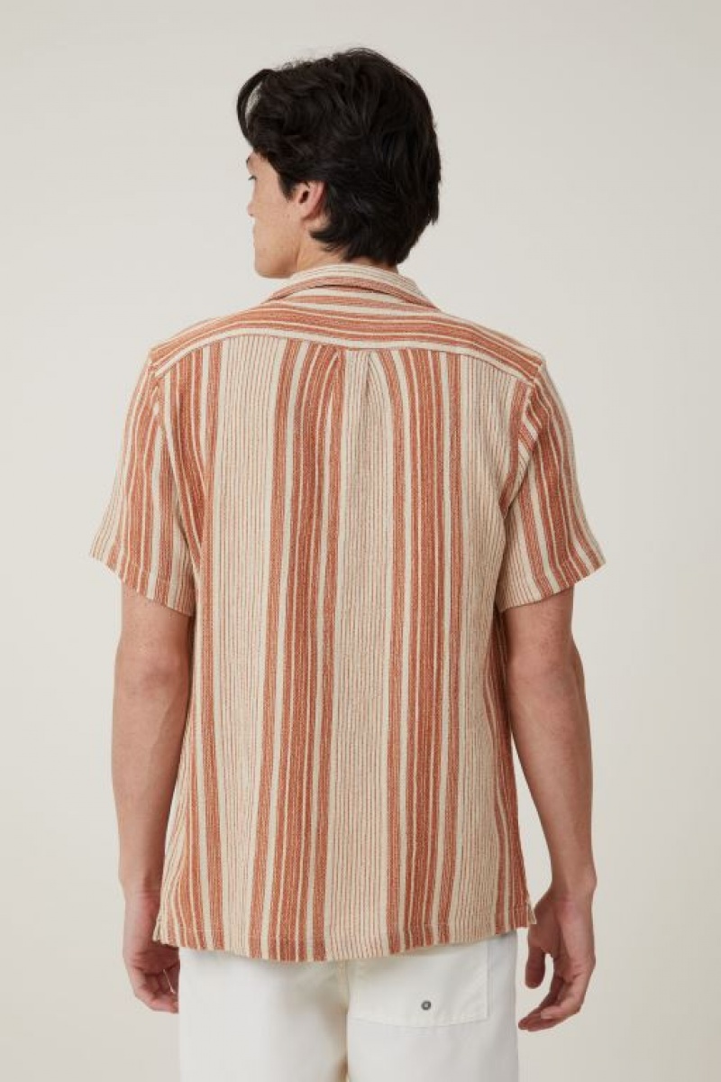Cotton On Riviera Short Sleeve Men's Shirts Stripes | lvK94GYWWXh