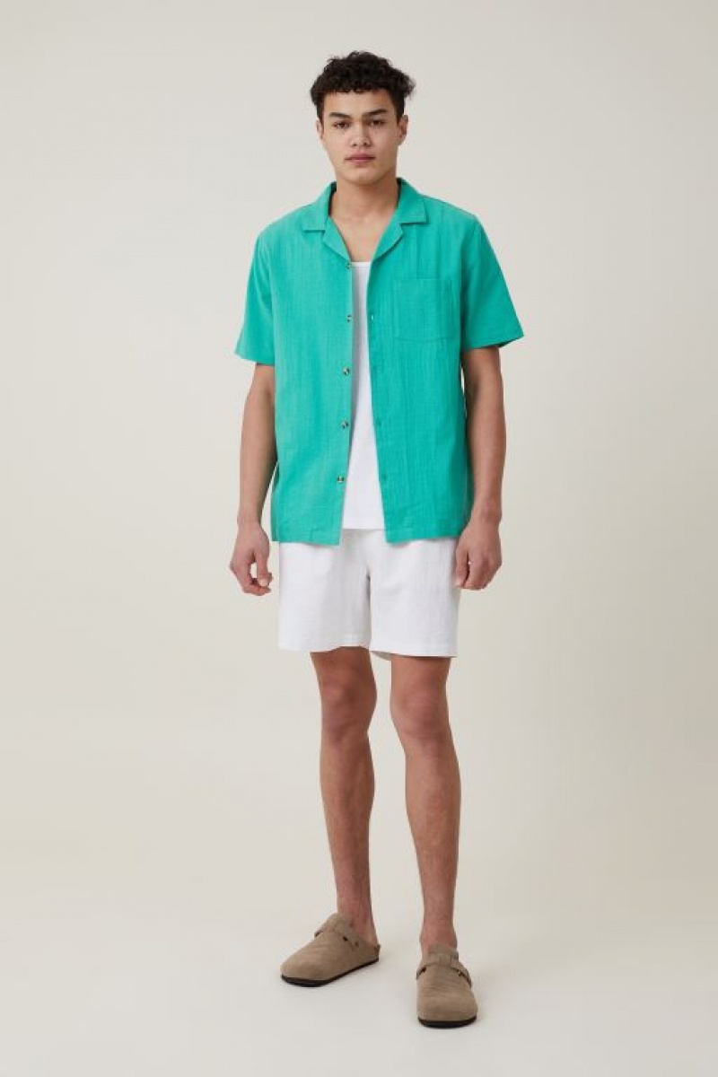 Cotton On Riviera Short Sleeve Men's Shirts Green | 0cZCLL0ycjd