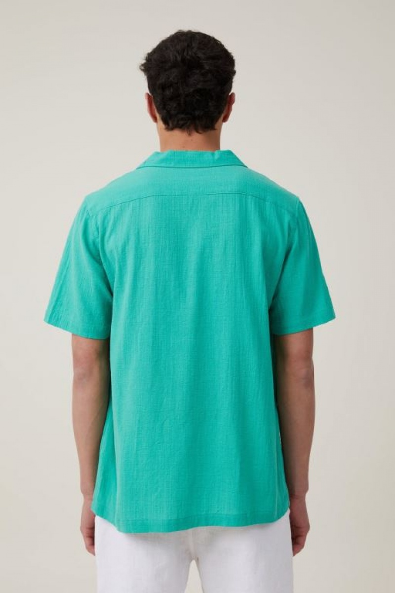 Cotton On Riviera Short Sleeve Men's Shirts Green | 0cZCLL0ycjd