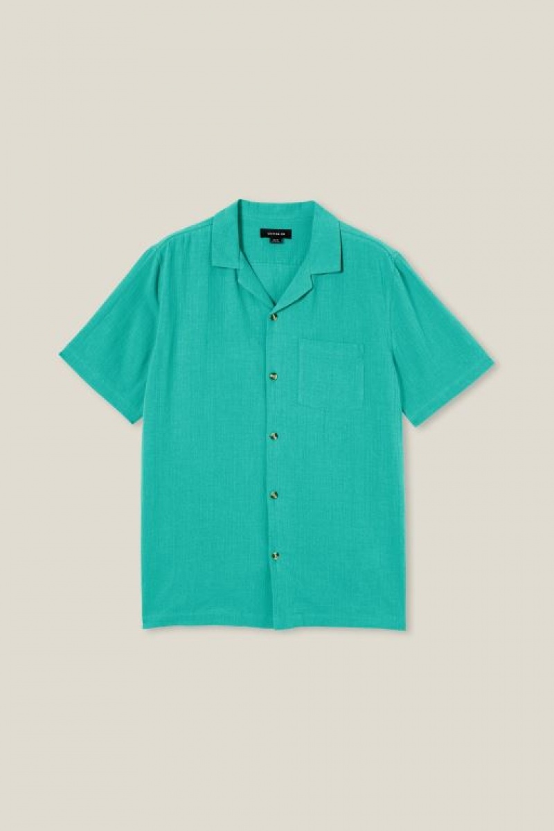 Cotton On Riviera Short Sleeve Men's Shirts Green | 0cZCLL0ycjd