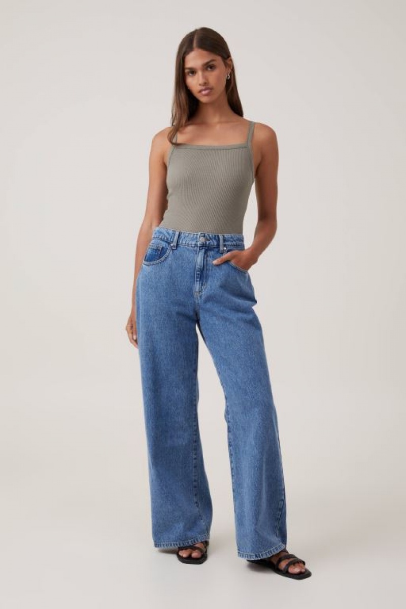 Cotton On Rory Straight Neck Women's Cami Woodland | fZa4Oma7Ekd