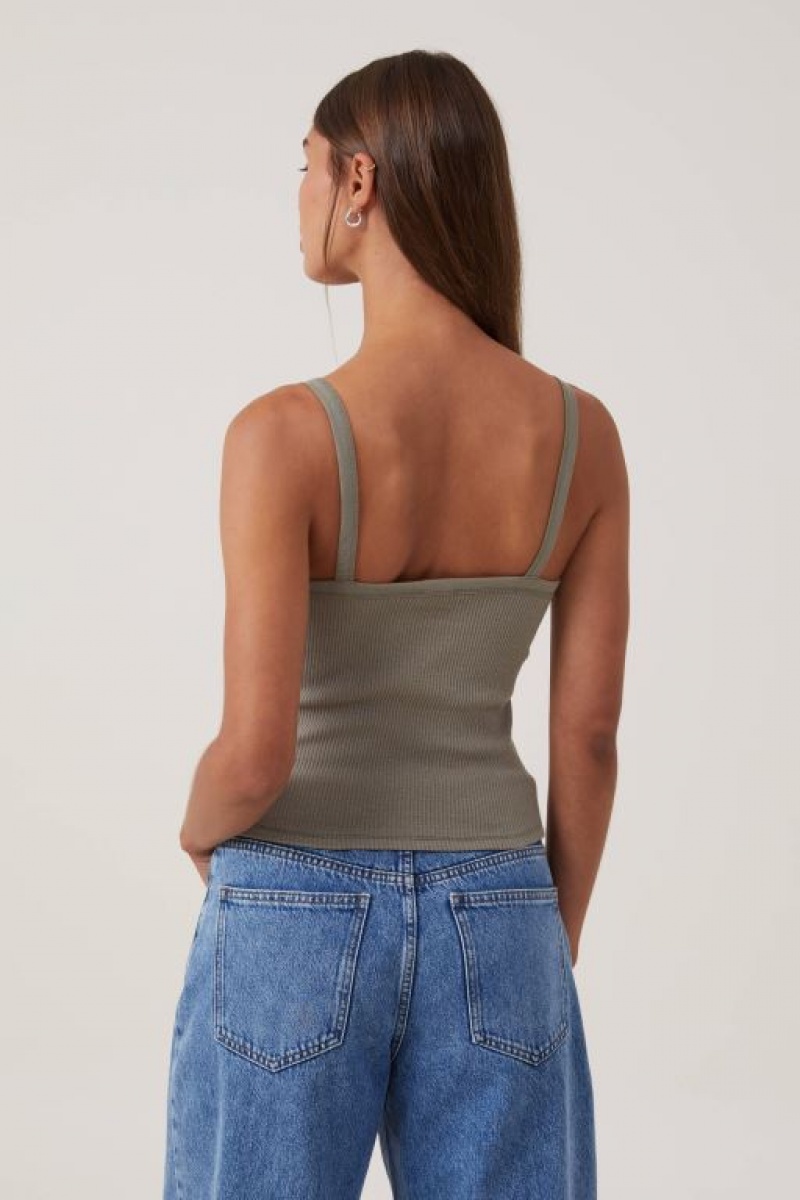 Cotton On Rory Straight Neck Women's Cami Woodland | fZa4Oma7Ekd