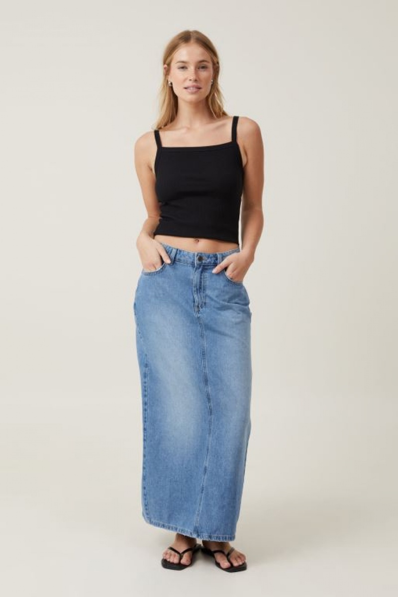 Cotton On Rory Straight Neck Women's Cami Black | Xw2OxiRQhTM