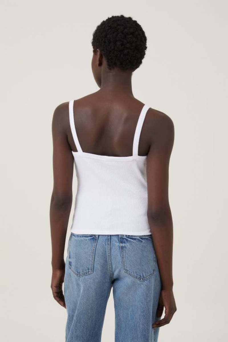 Cotton On Rory Straight Neck Women's Cami White | C6cnL1P0XHK