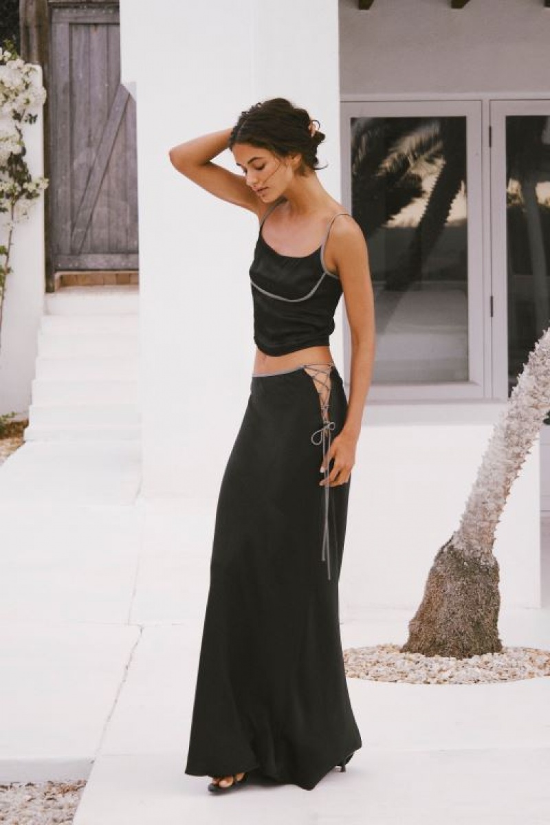 Cotton On Rsvp Satin Slip Women's Skirt Black | IKSXhqlWj53