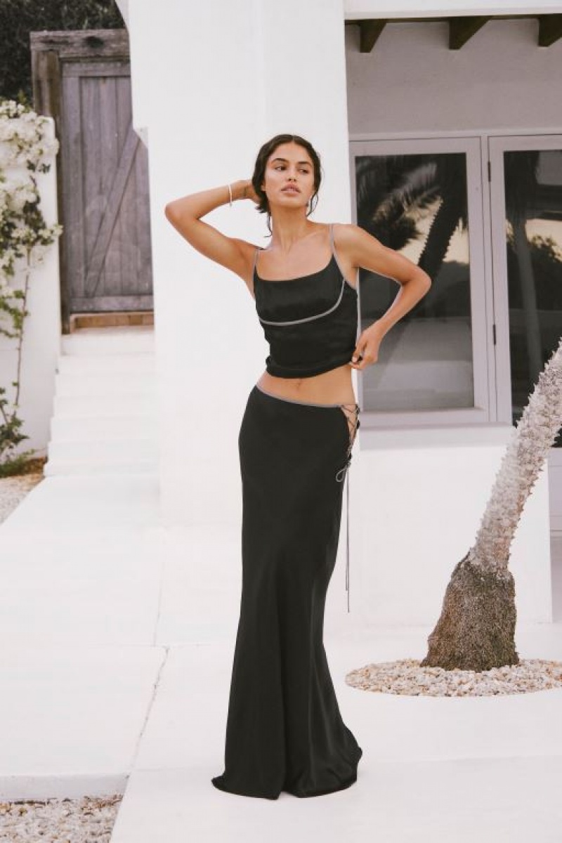 Cotton On Rsvp Satin Slip Women\'s Skirt Black | IKSXhqlWj53