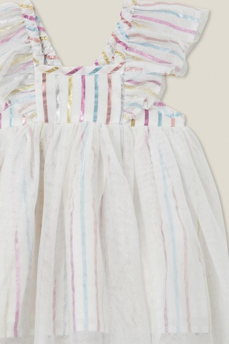 Cotton On Ruby Tulle Baby Dress Light Yellow / Multicolor Stripes | AJW0upI0RL2