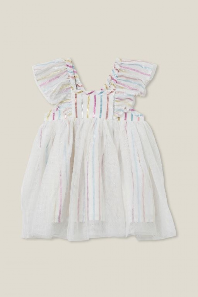 Cotton On Ruby Tulle Baby Dress Light Yellow / Multicolor Stripes | AJW0upI0RL2