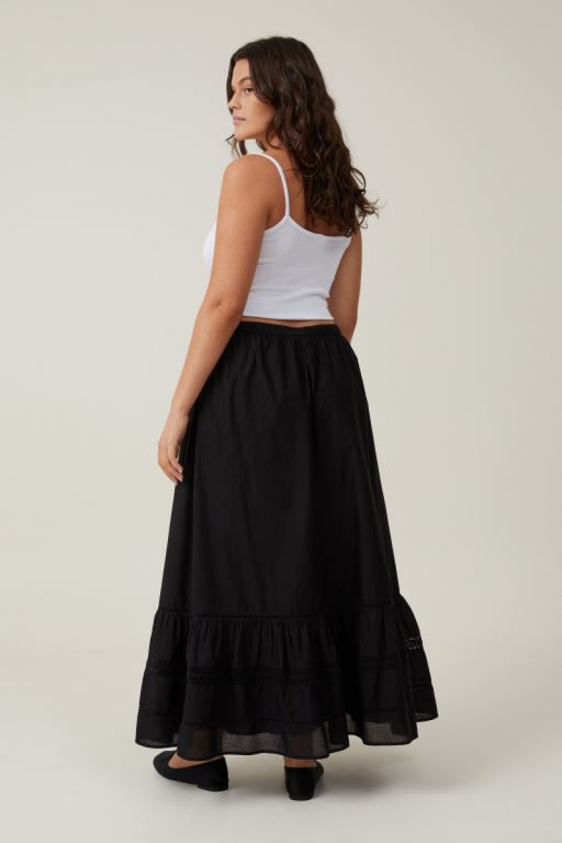 Cotton On Rylee Lace Maxi Women's Skirt Black | UJ4Hp60XCir