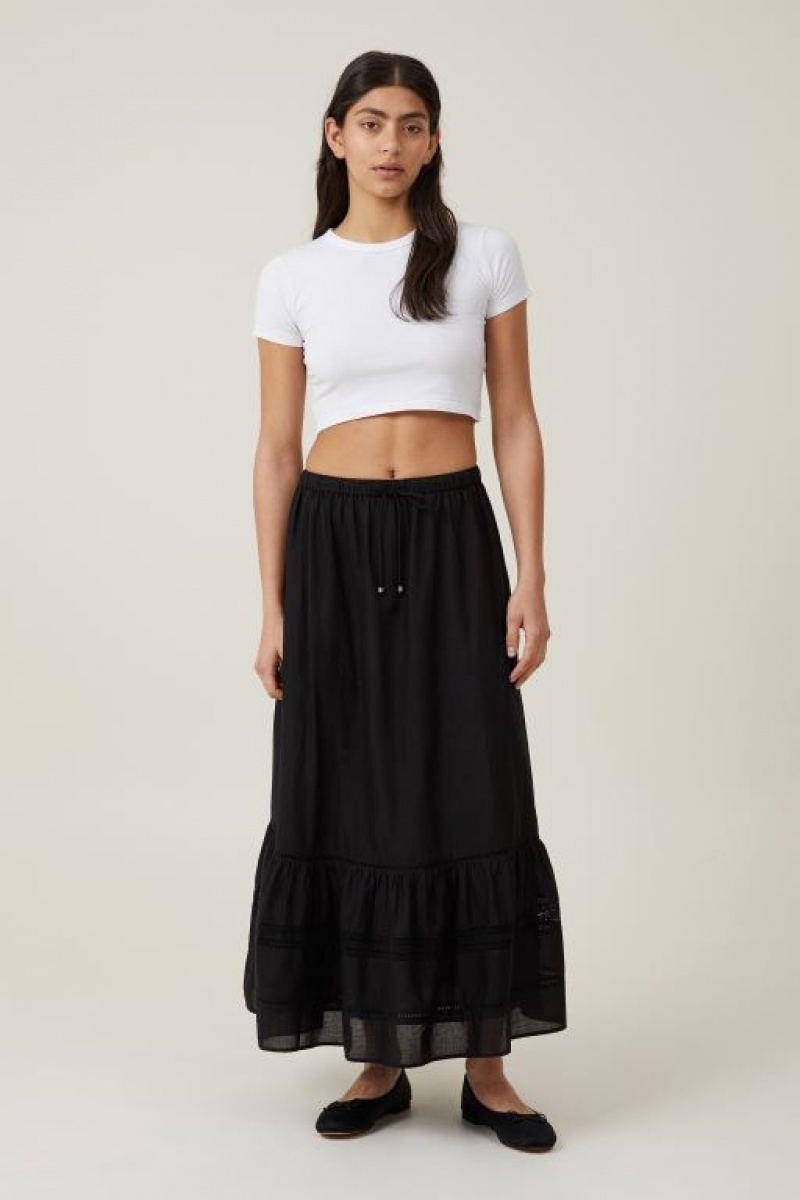 Cotton On Rylee Lace Maxi Women's Skirt Black | UJ4Hp60XCir