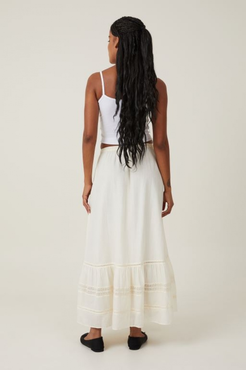 Cotton On Rylee Lace Maxi Women's Skirt Cream | yLxSZ45U957