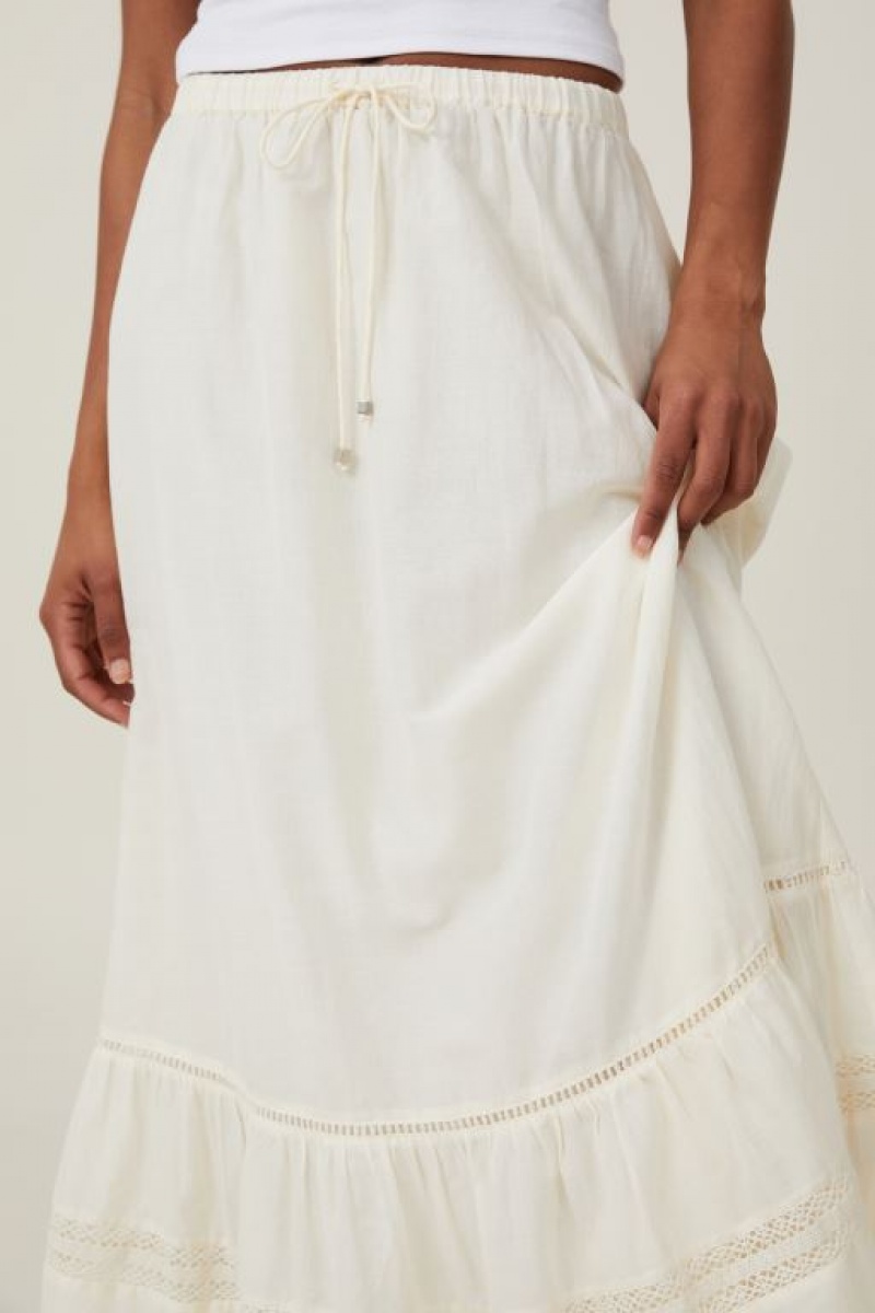 Cotton On Rylee Lace Maxi Women's Skirt Cream | yLxSZ45U957