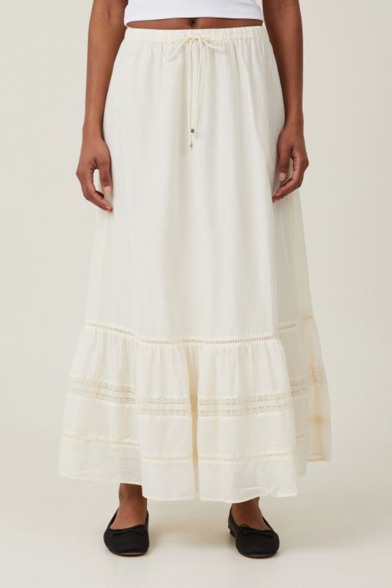 Cotton On Rylee Lace Maxi Women's Skirt Cream | yLxSZ45U957