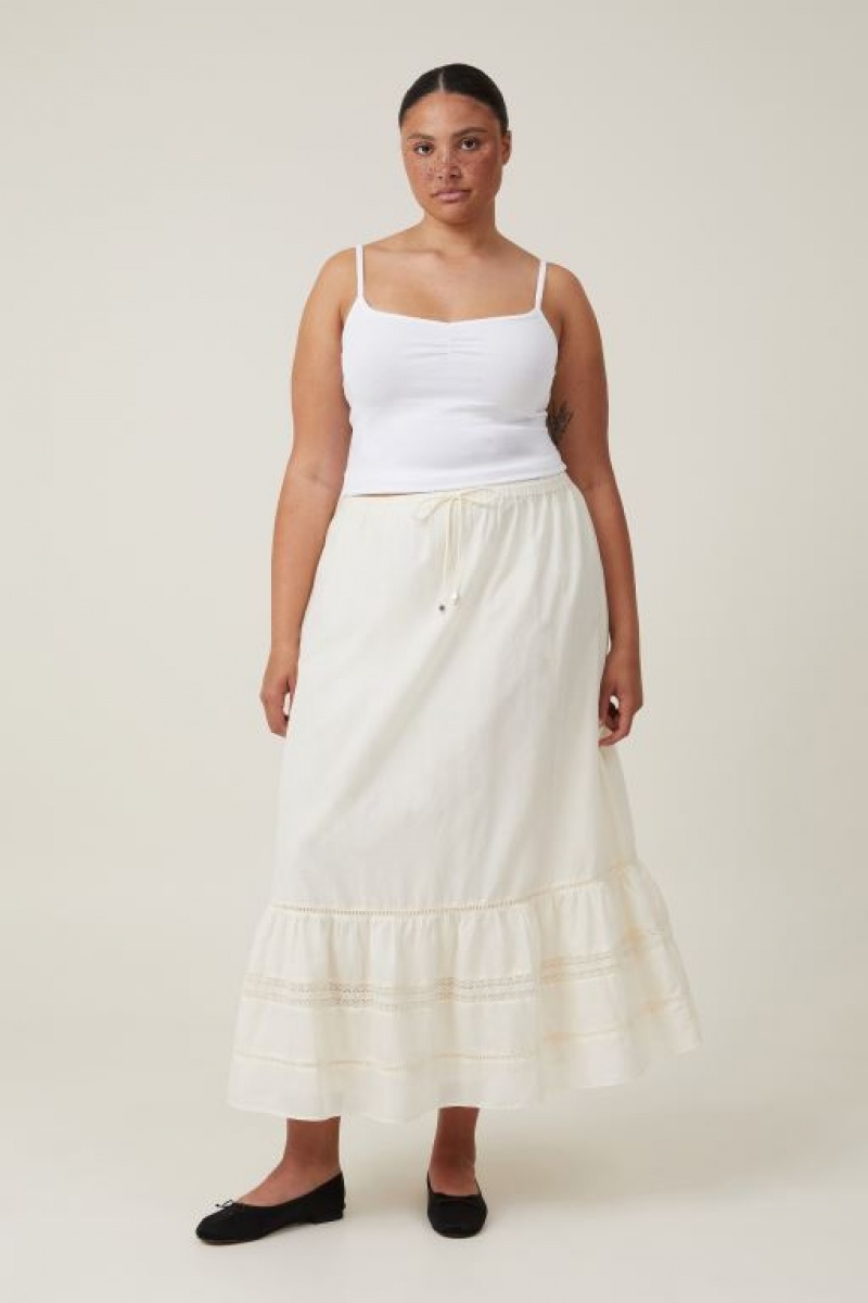 Cotton On Rylee Lace Maxi Women's Skirt Cream | yLxSZ45U957