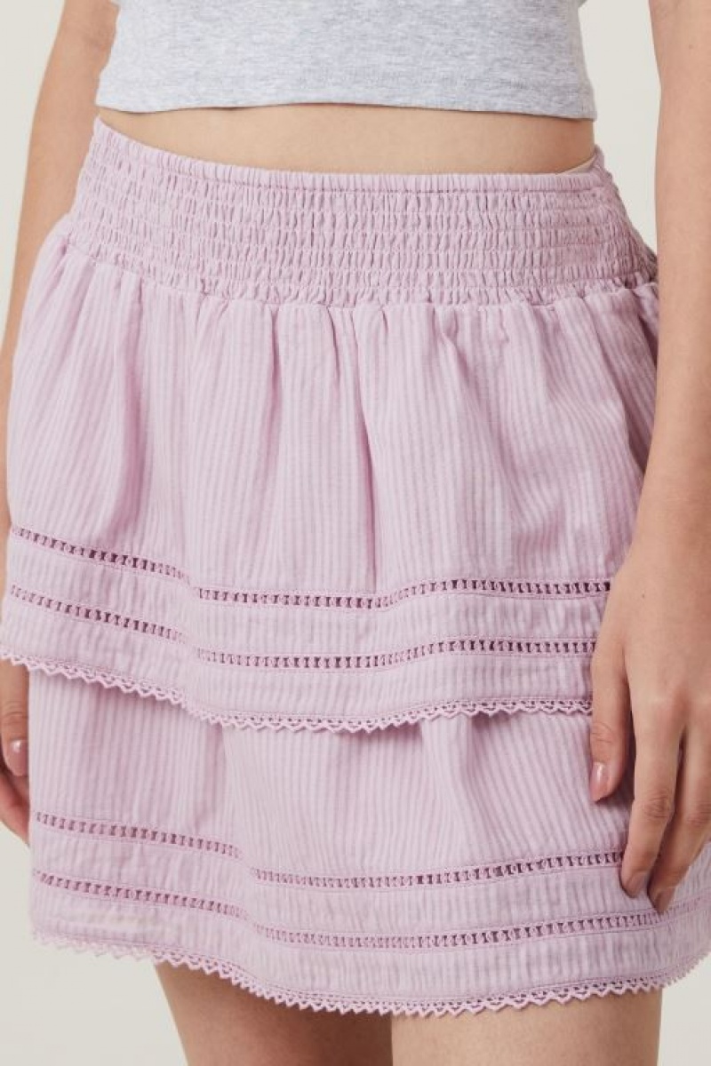 Cotton On Rylee Tiered Lace Mini Women's Skirt Blue | O8H7puyrB7W