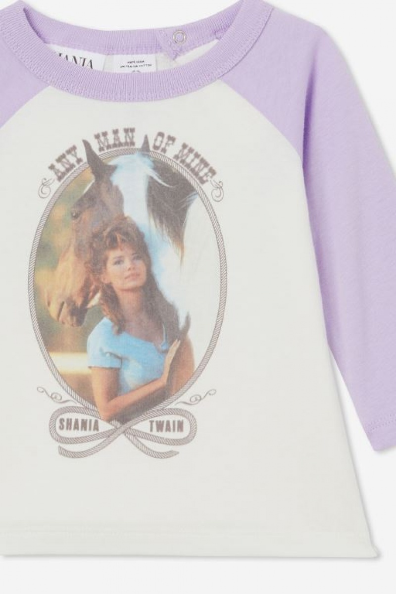 Cotton On Sandy Raglan Long Sleeve Lcn Baby T Shirts Purple | HwOtWfF6CFb
