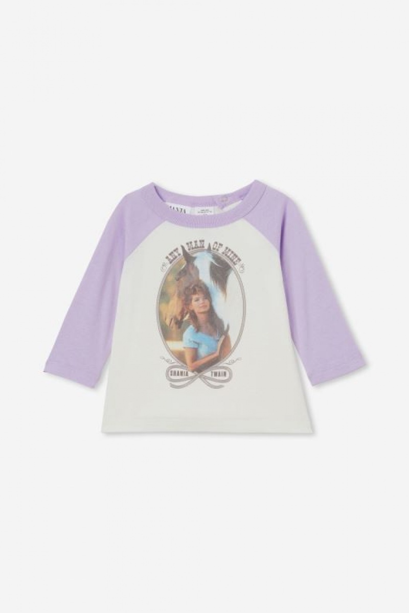 Cotton On Sandy Raglan Long Sleeve Lcn Baby T Shirts Purple | HwOtWfF6CFb