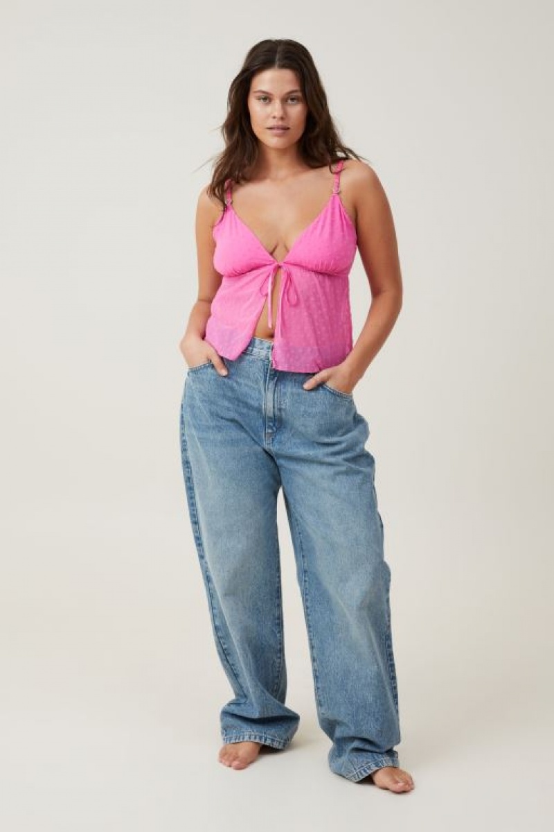 Cotton On Sasha Flocking Mesh Longline Bralette Women's Bras Candy | NjdWJY40WNG