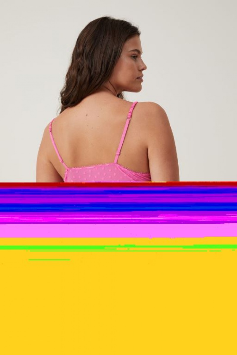 Cotton On Sasha Flocking Mesh Longline Bralette Women's Bras Candy | NjdWJY40WNG