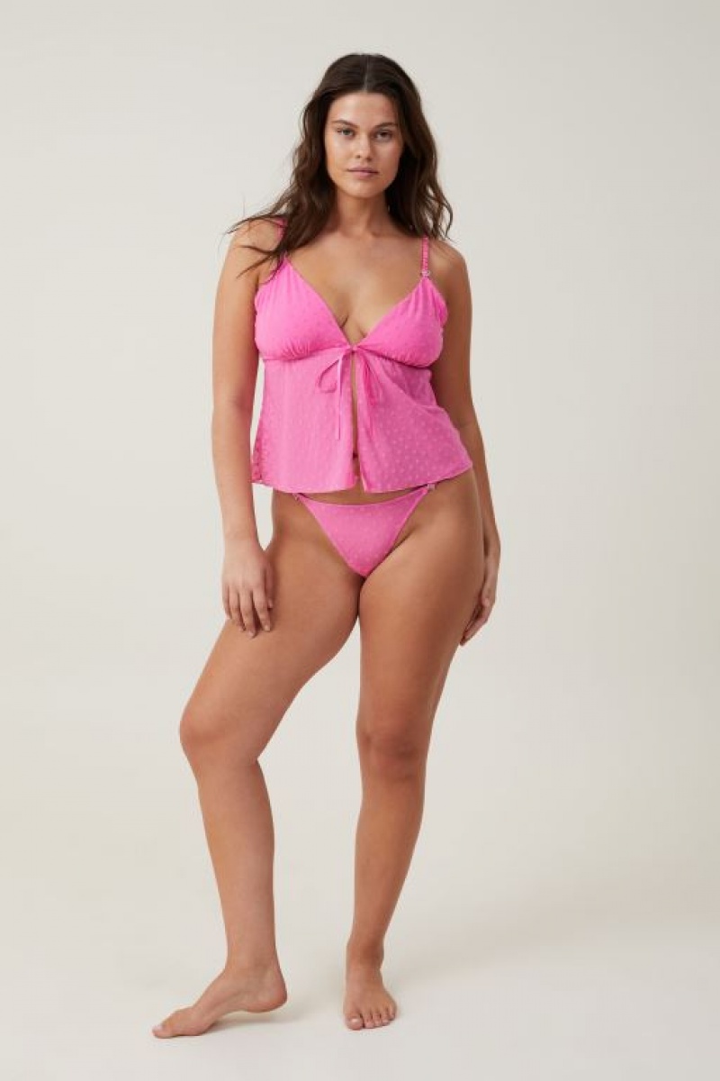 Cotton On Sasha Flocking Mesh Longline Women's Bralette Candy | DECxI2YZ7v1