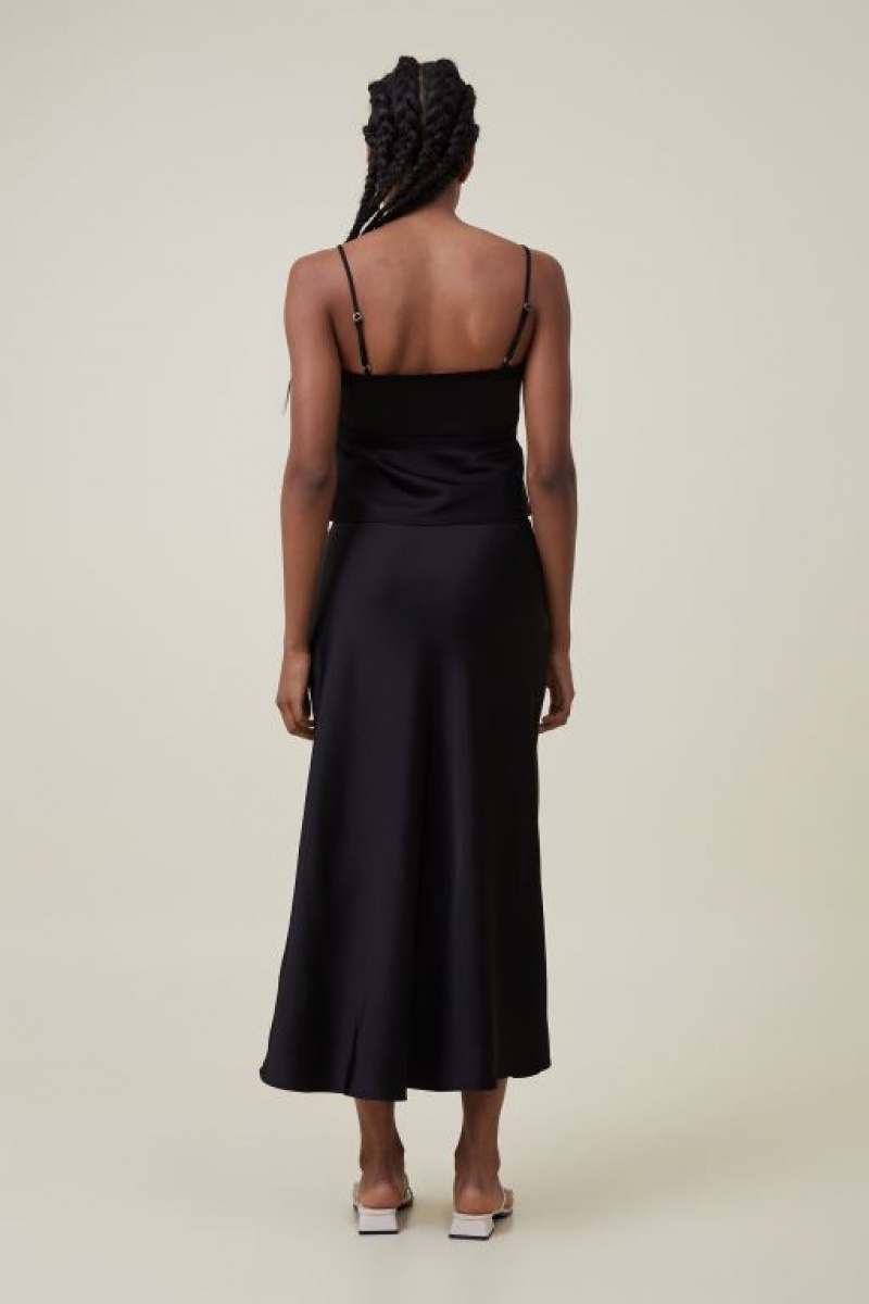 Cotton On Satin Maxi Women's Skirt Black | PPjWryjt4ag