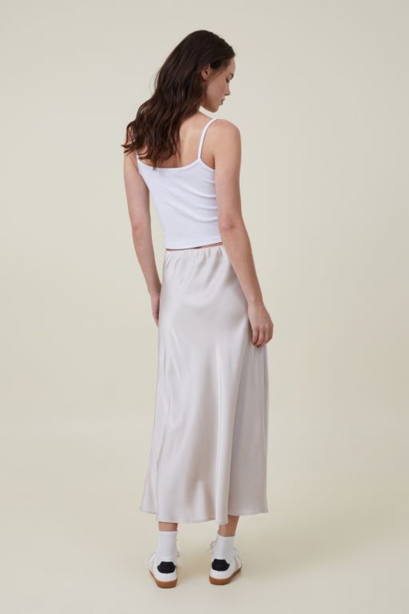 Cotton On Satin Maxi Women's Skirt Grey | bFP8O8QooJt