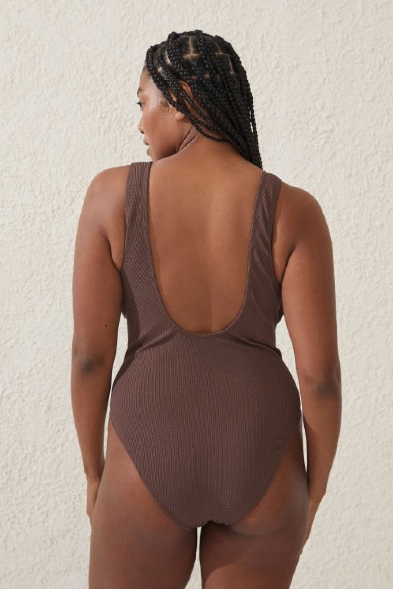 Cotton On Scoop Back One Piece Cheeky Women's Bodysuit Brownie | VTl2hVJuubz