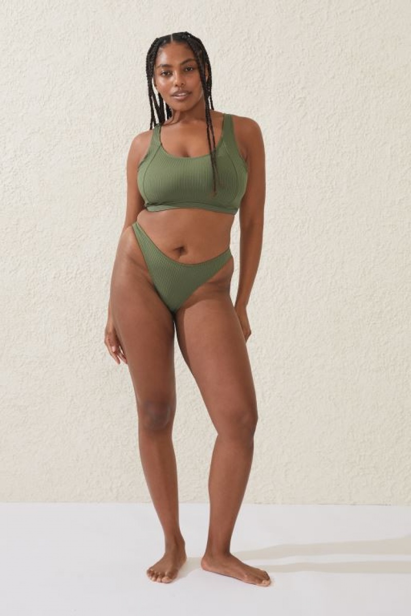 Cotton On Scoop Neck D+ Women's Bikini Tops Khaki | 9n8kQcwhx2M
