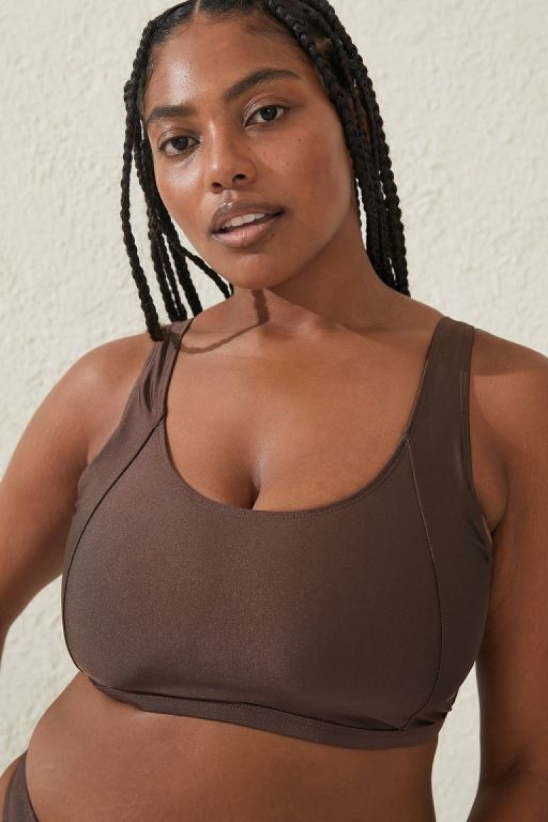 Cotton On Scoop Neck D+ Women's Bikini Tops Brownie | TBHy8XYWmHn
