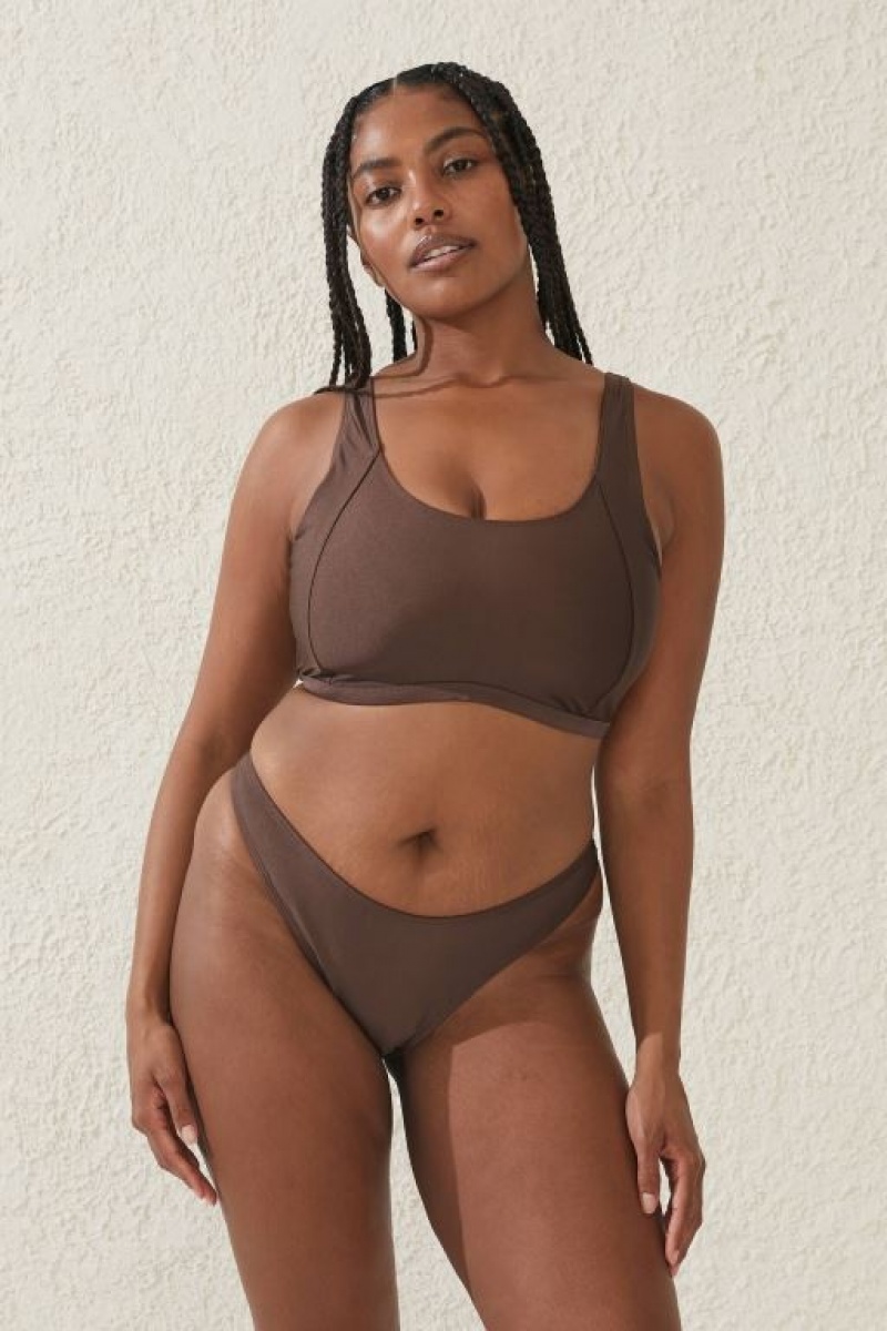 Cotton On Scoop Neck D+ Women\'s Bikini Tops Brownie | TBHy8XYWmHn