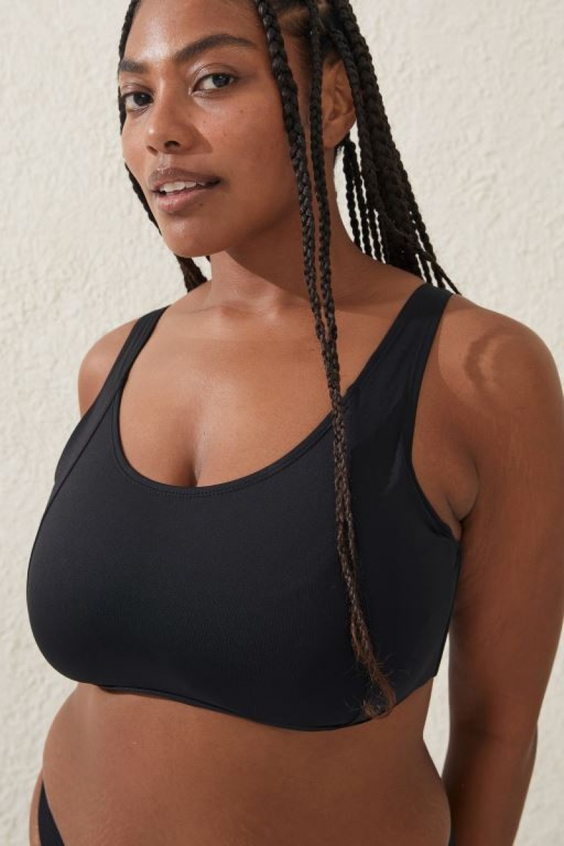 Cotton On Scoop Neck D+ Women's Bikini Tops Black | MXhIsYS5xKA