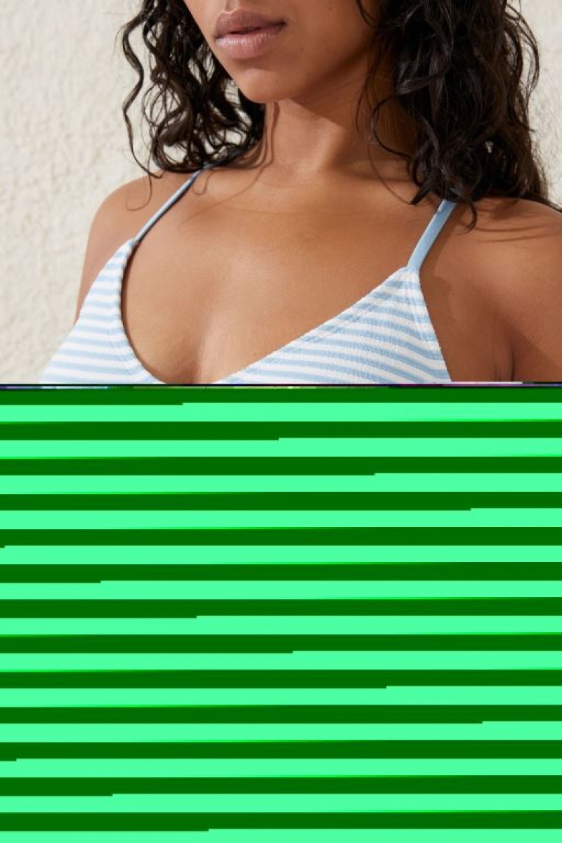 Cotton On Scoop Tri Women's Bikini Tops Blue Stripes | nO44baH4jq9