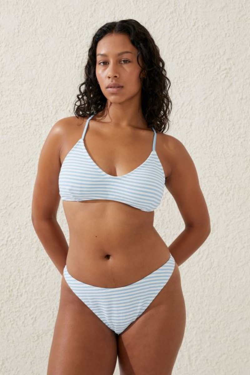 Cotton On Scoop Tri Women\'s Bikini Tops Blue Stripes | nO44baH4jq9